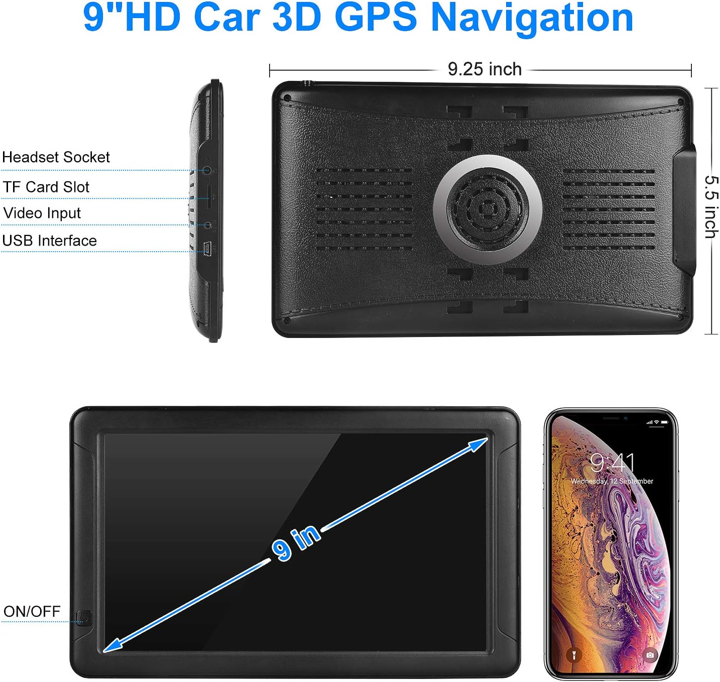 GPS Navigation for Car (9 Inch) Slimline Touch Screen Real Voice Direction - Image 5