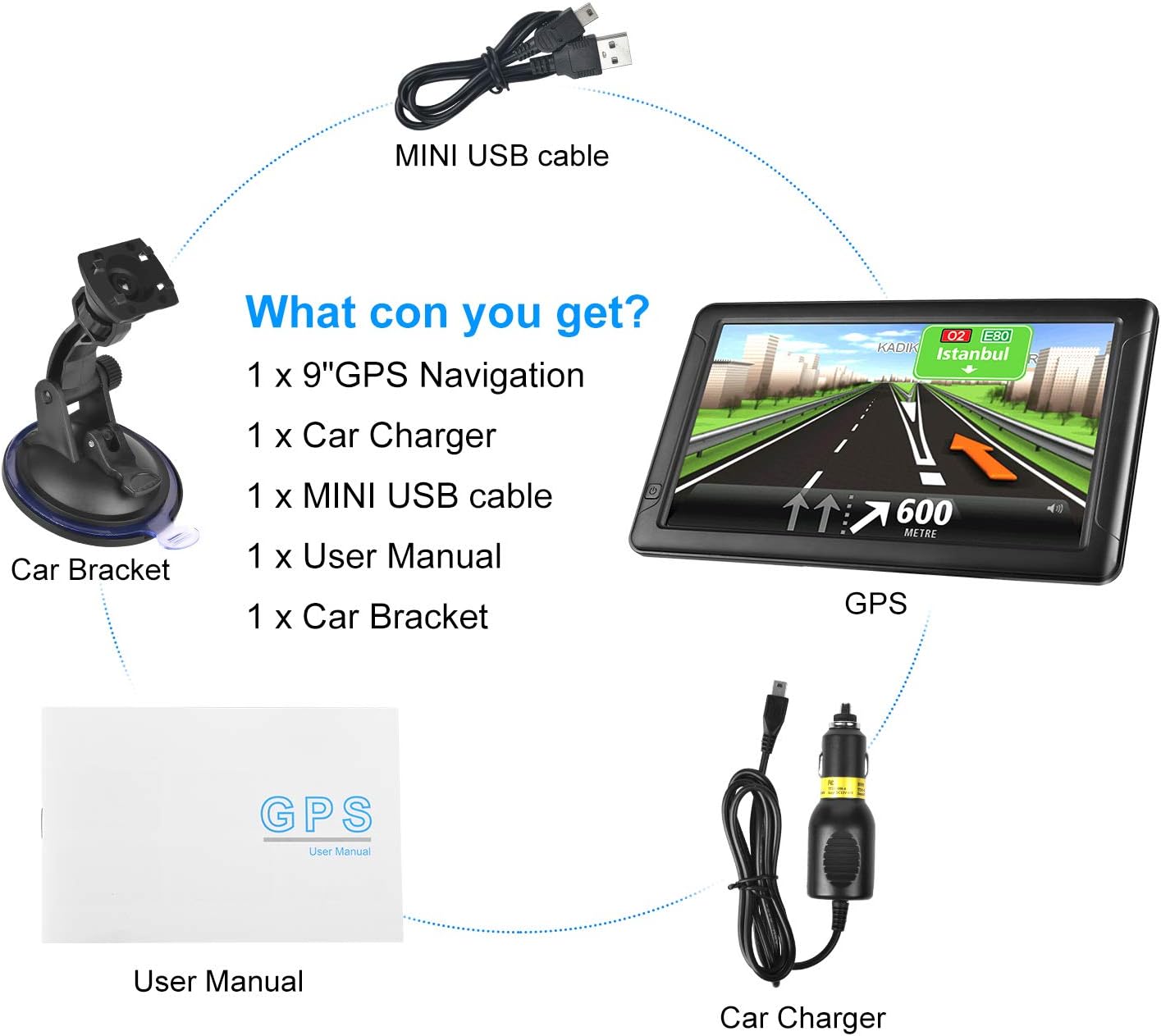 GPS Navigation for Car (9 Inch) Slimline Touch Screen Real Voice Direction - Image 7