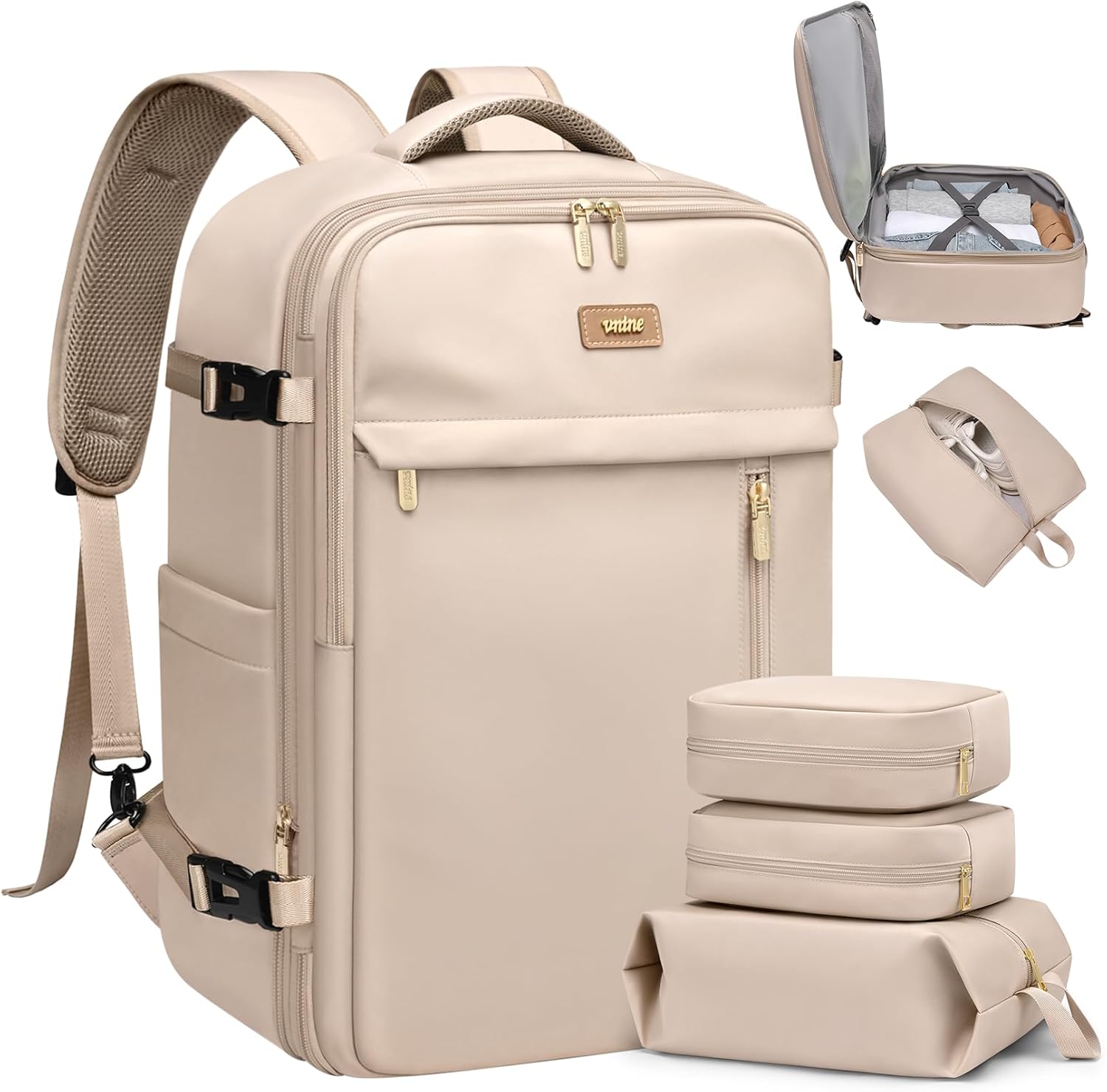 Travel Backpack for Women Men 40L Expandable Carry on Backpack for Airplanes with 3 Packing Cubes
