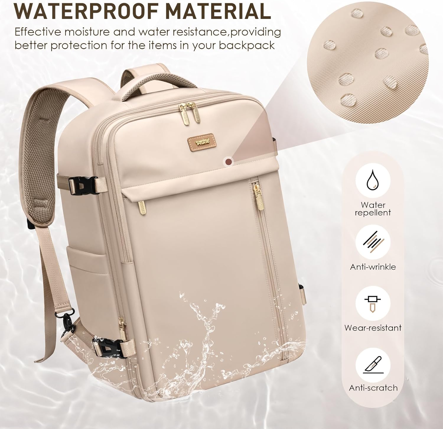 Travel Backpack for Women Men 40L Expandable Carry on Backpack for Airplanes with 3 Packing Cubes - Image 6