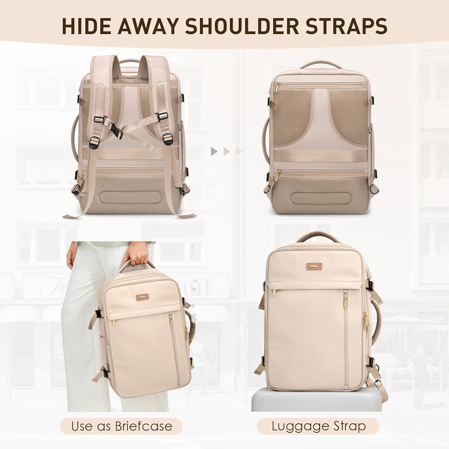 Travel Backpack for Women Men 40L Expandable Carry on Backpack for Airplanes with 3 Packing Cubes - Image 8