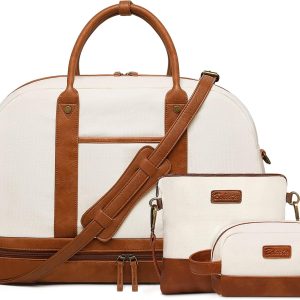 Weekender Bag for Women Canvas Overnight Bag Large Travel Tote Bag Carry on Shoulder Duffle Bag With Shoe Compartment