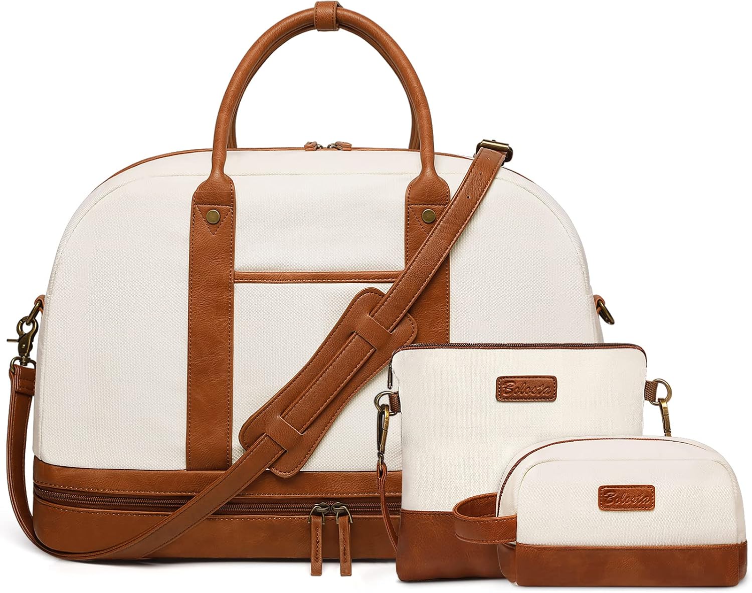 Weekender Bag for Women Canvas Overnight Bag Large Travel Tote Bag Carry on Shoulder Duffle Bag With Shoe Compartment