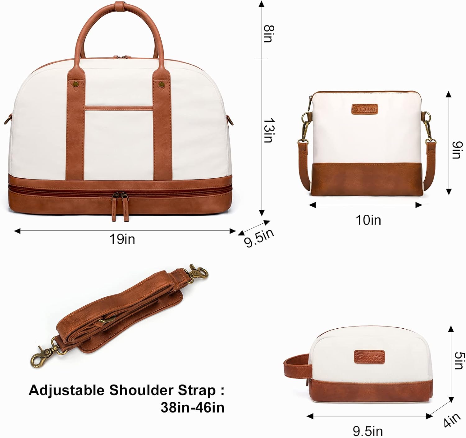 Weekender Bag for Women Canvas Overnight Bag Large Travel Tote Bag Carry on Shoulder Duffle Bag With Shoe Compartment - Image 6